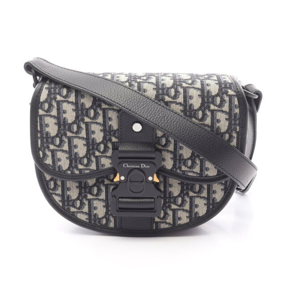 Dior GALLOP Oblique Shoulder Bag Canvas Leather Beige Navy Blue